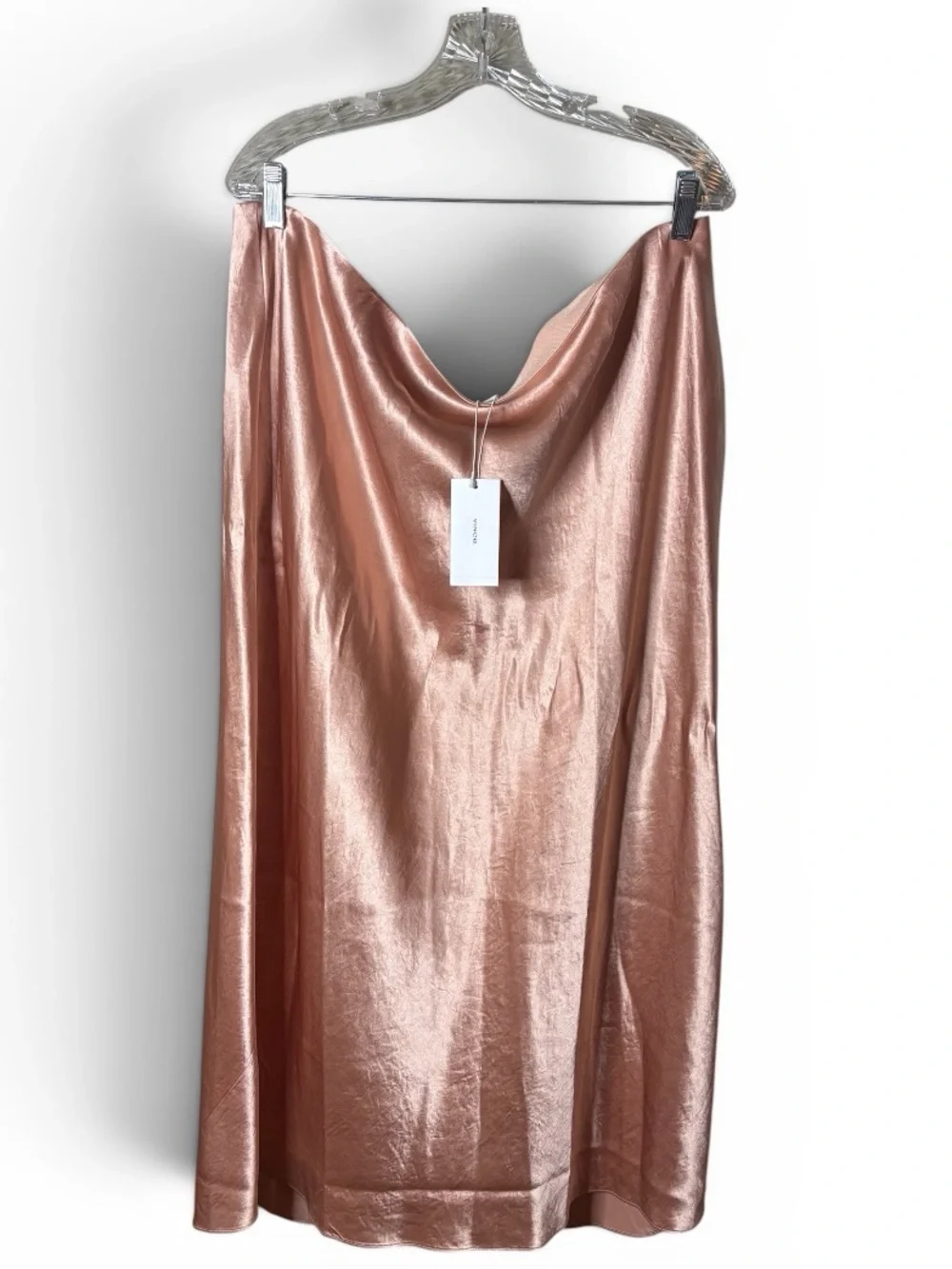 NWT Vince Side Slit Satin Midi Skirt Women’s XXL A Line Side Zip Elastic Waist